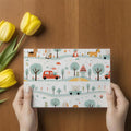 Folk Art Animal Village Mural Wallpaper — Whimsical Painted Scene Mural Wallpaper - room preview 03