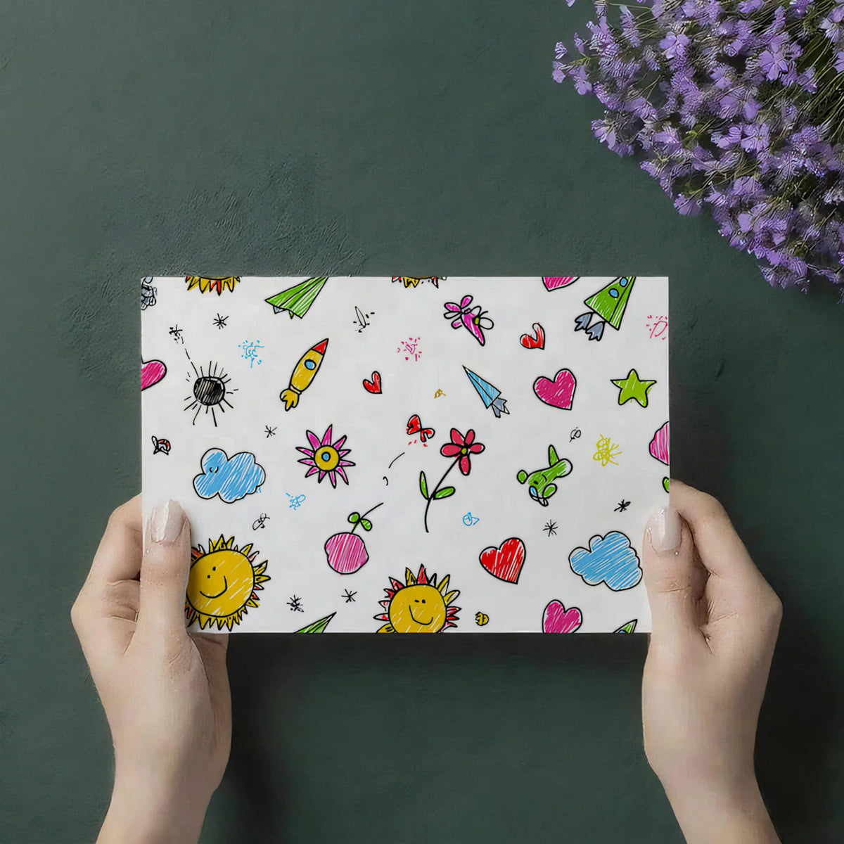 Childhood Doodle Sketch Mural Wallpaper —Whimsical Hand-Drawn Motifs Mural Wallpaper - room preview 03