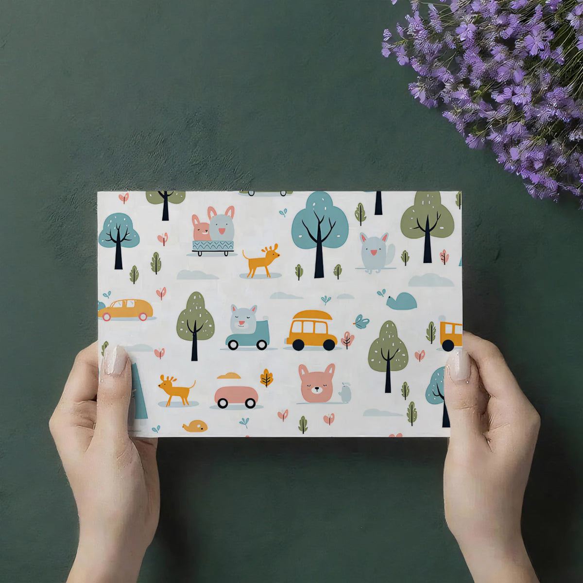 Kawaii Woodland Adventure Mural Wallpaper — Playful Animal Scene Mural Wallpaper - room preview 03