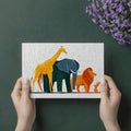 Safari Friends Rain Mural Wallpaper — Artistic Animal Illustration Mural Wallpaper - room preview 03