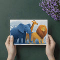 Safari Friends in the Rain Mural Wallpaper — Whimsical Illustration Mural Wallpaper - room preview 03