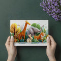 Safari Friends Rain Mural Wallpaper — Whimsical Jungle Illustration Mural Wallpaper - room preview 03
