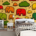 Playful Elephant Rain Mural Wallpaper — Vibrant Pop Art Pattern Mural Wallpaper - room preview 03