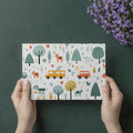 Safari Folk Art Mural Wallpaper — Whimsical Animals and Cars Mural Wallpaper - room preview 03