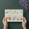 Retro Vehicle Geometric Mural Wallpaper — Playful Transport Print Mural Wallpaper - room preview 03