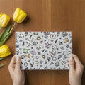 Kawaii Doodle Mural Wallpaper — Playful Line Art Motif Mural Wallpaper - room preview 03
