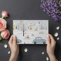 Vintage Winter Village Mural Wallpaper —Scandinavian Snow Scene Mural Wallpaper - room preview 03