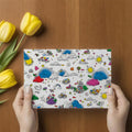 Whimsical Doodle Townscape Mural Wallpaper — Playful Pattern Mural Wallpaper - room preview 03