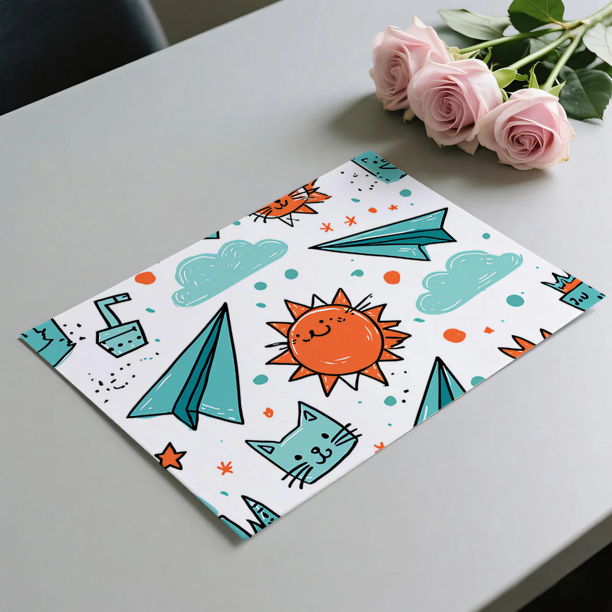 Playful Adventure Doodle Mural Wallpaper — Whimsical Sketch Pattern Mural Wallpaper - room preview 03