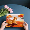 Stylized Lioness Safari Mural Wallpaper — Mid-Century Graphic Art Mural Wallpaper - room preview 03