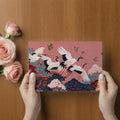 Cranes and Pine Trees Mural Wallpaper — Soft Pink Chinoiserie Mural Wallpaper - room preview 03