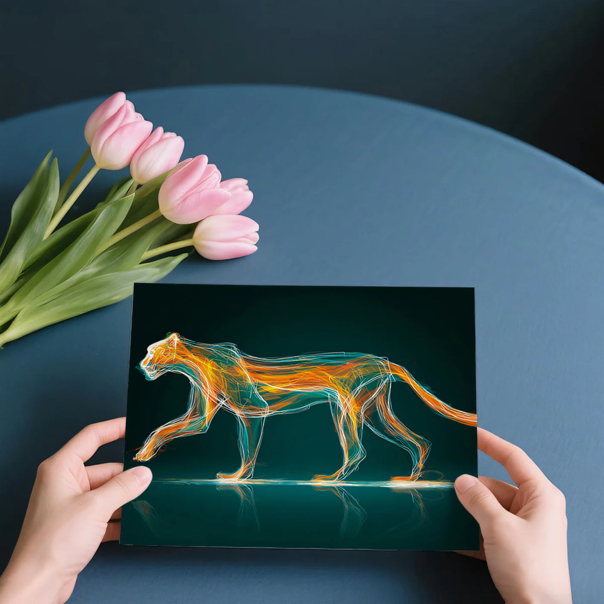 Neon Jaguar Energy Mural Wallpaper — Abstract Electric Animal Art Mural Wallpaper - room preview 03