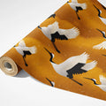 Golden Crane Flight Mural Wallpaper — Artistic East Asian Motif Mural Wallpaper - room preview 03
