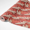 Flying Crane Chinoiserie Mural Wallpaper —Muted Coral Pink Mural Wallpaper - room preview 03