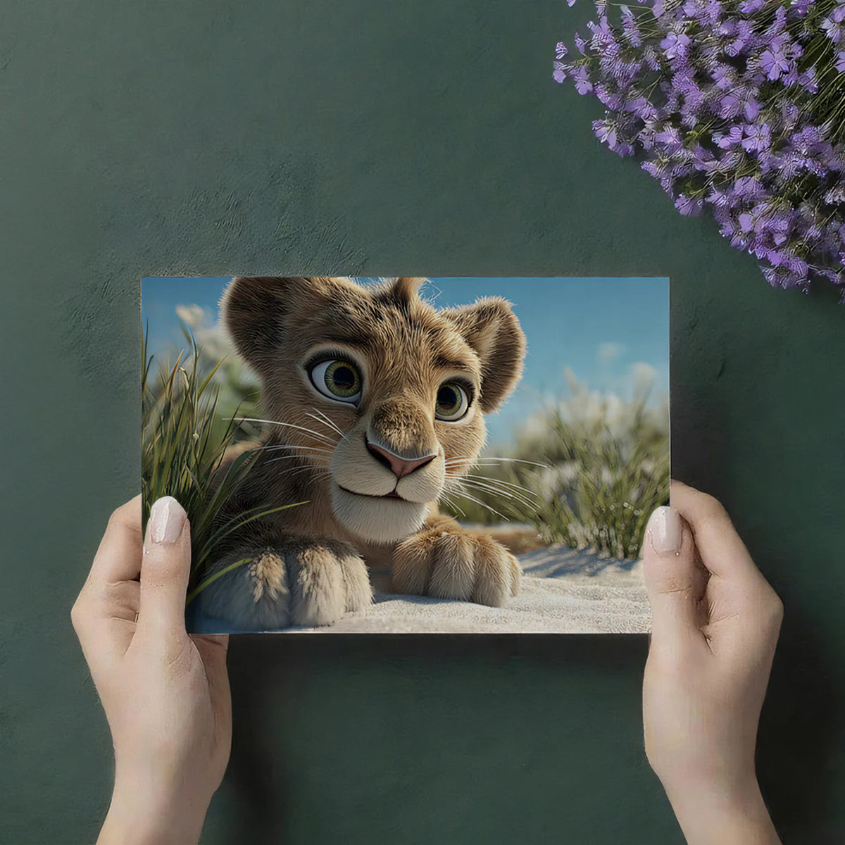 Lion Cub Close-Up Mural Wallpaper — Realistic Safari Wildlife Mural Wallpaper - room preview 03