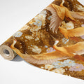 Golden Crane Botanical Mural Wallpaper — Warm Traditional Art Mural Wallpaper - room preview 03