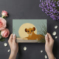 Lion Cub Sunrise Mural Wallpaper — Soft Savanna Illustration Mural Wallpaper - room preview 03