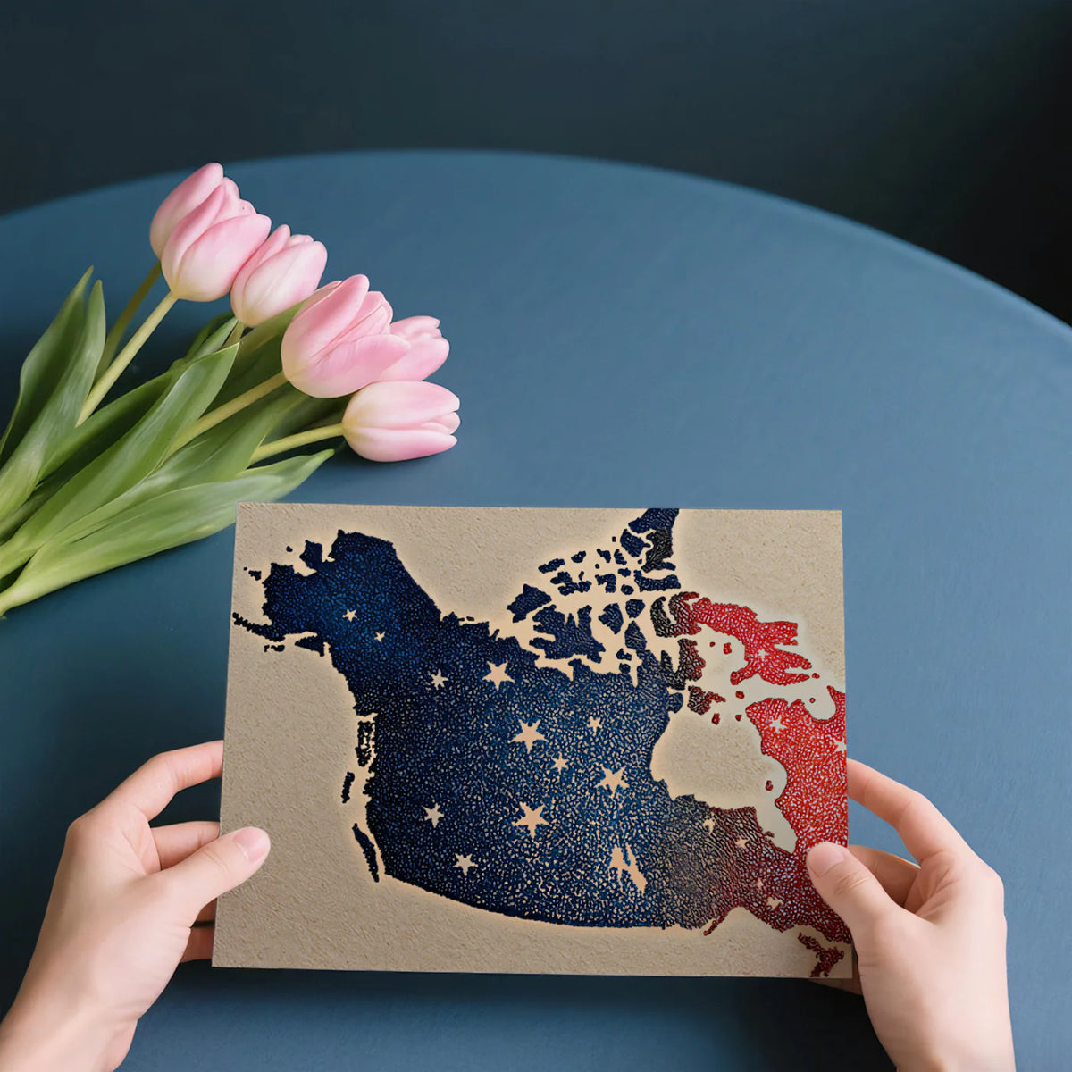 Canada Star Map Mural Wallpaper — Pointillism Art Style Mural Wallpaper - room preview 03