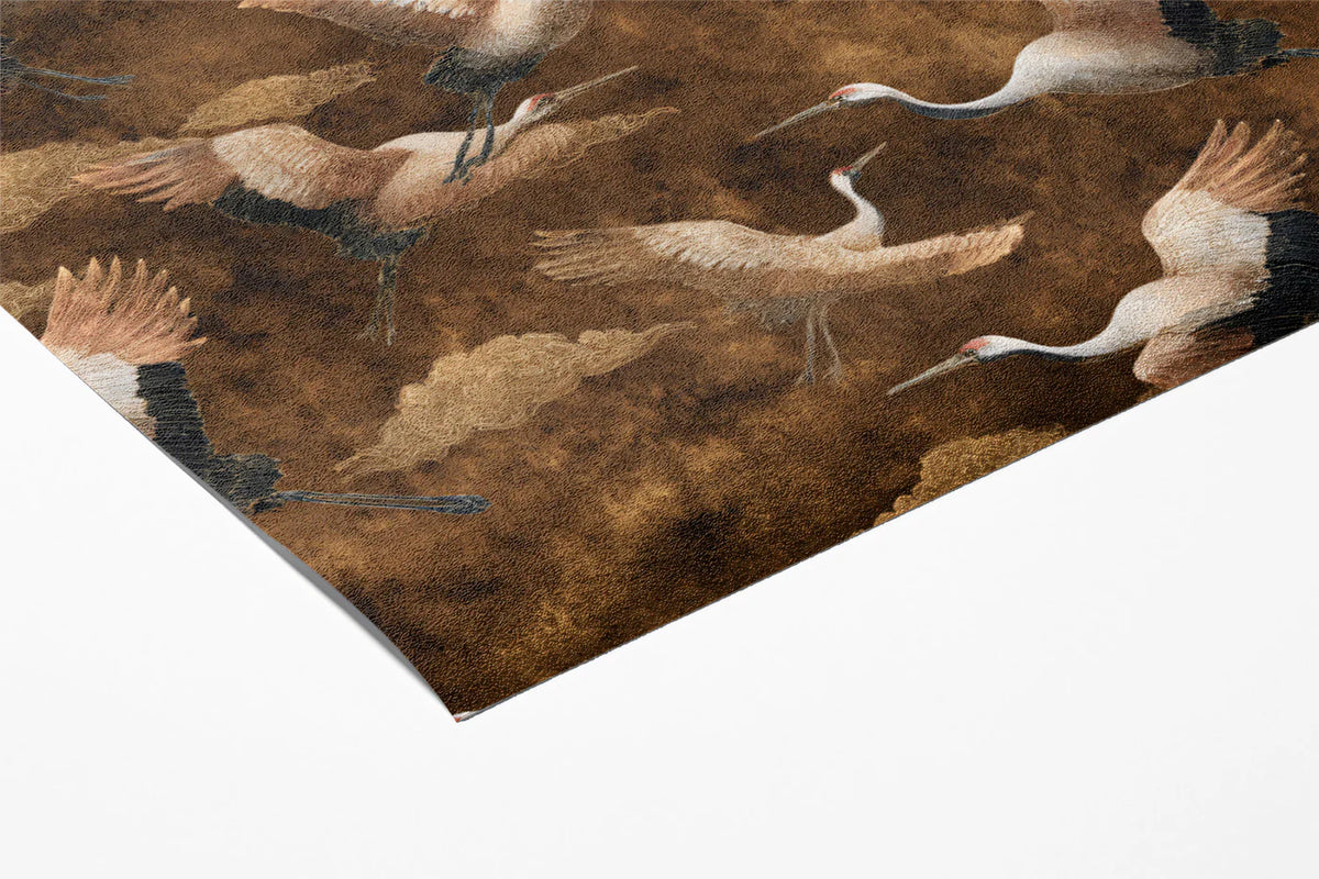 Vintage Cranes Mural Wallpaper in Earthy Sepia and Brown Tones Mural Wallpaper - room preview 03