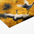 Ink Wash Crane Flight Mural Wallpaper — Golden Ochre and Charcoal Mural Wallpaper - room preview 03