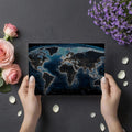 Digital Mesh World Map Mural Wallpaper — Cinematic Tech Aesthetic Mural Wallpaper - room preview 03