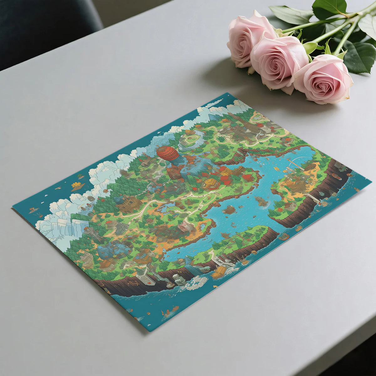 Fantasy Island Megalopolis Mural Wallpaper — Pixel Art Design Mural Wallpaper - room preview 03