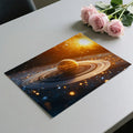 Golden Ringed Planet Mural Wallpaper —Cinematic Cosmic Design Mural Wallpaper - room preview 03