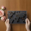 Textured Slate World Map Mural Wallpaper — Metallic Global Relief Mural Wallpaper - room preview 03