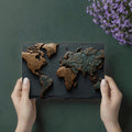 Dual-Tone Metallic World Map Mural Wallpaper — Industrial Relief Mural Wallpaper - room preview 03