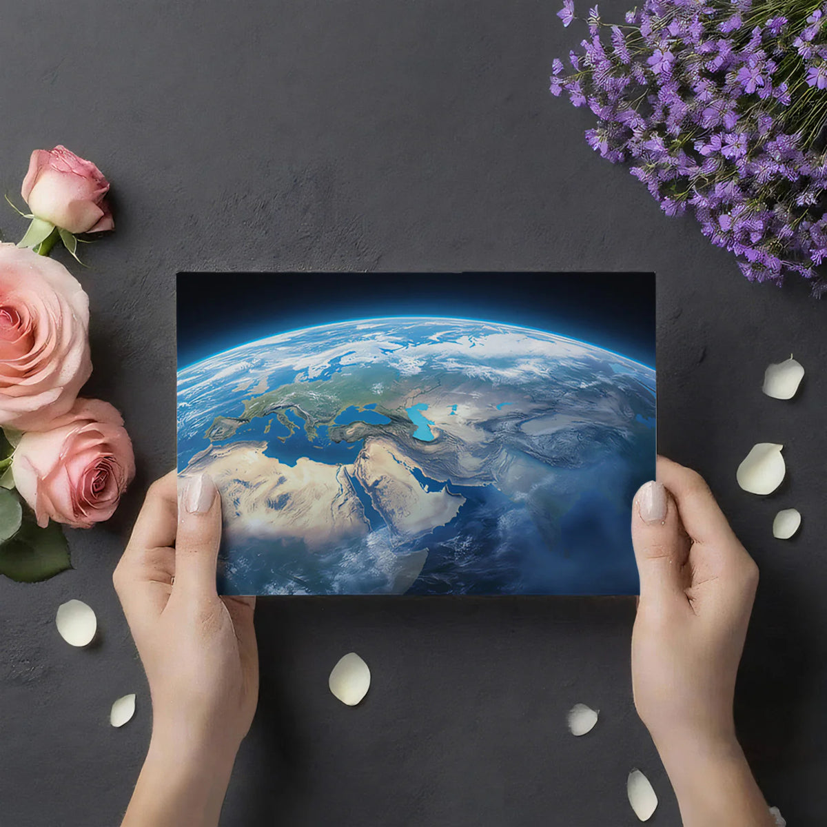 Orbital Earth View Mural Wallpaper —Cinematic Global Panorama Mural Wallpaper - room preview 03