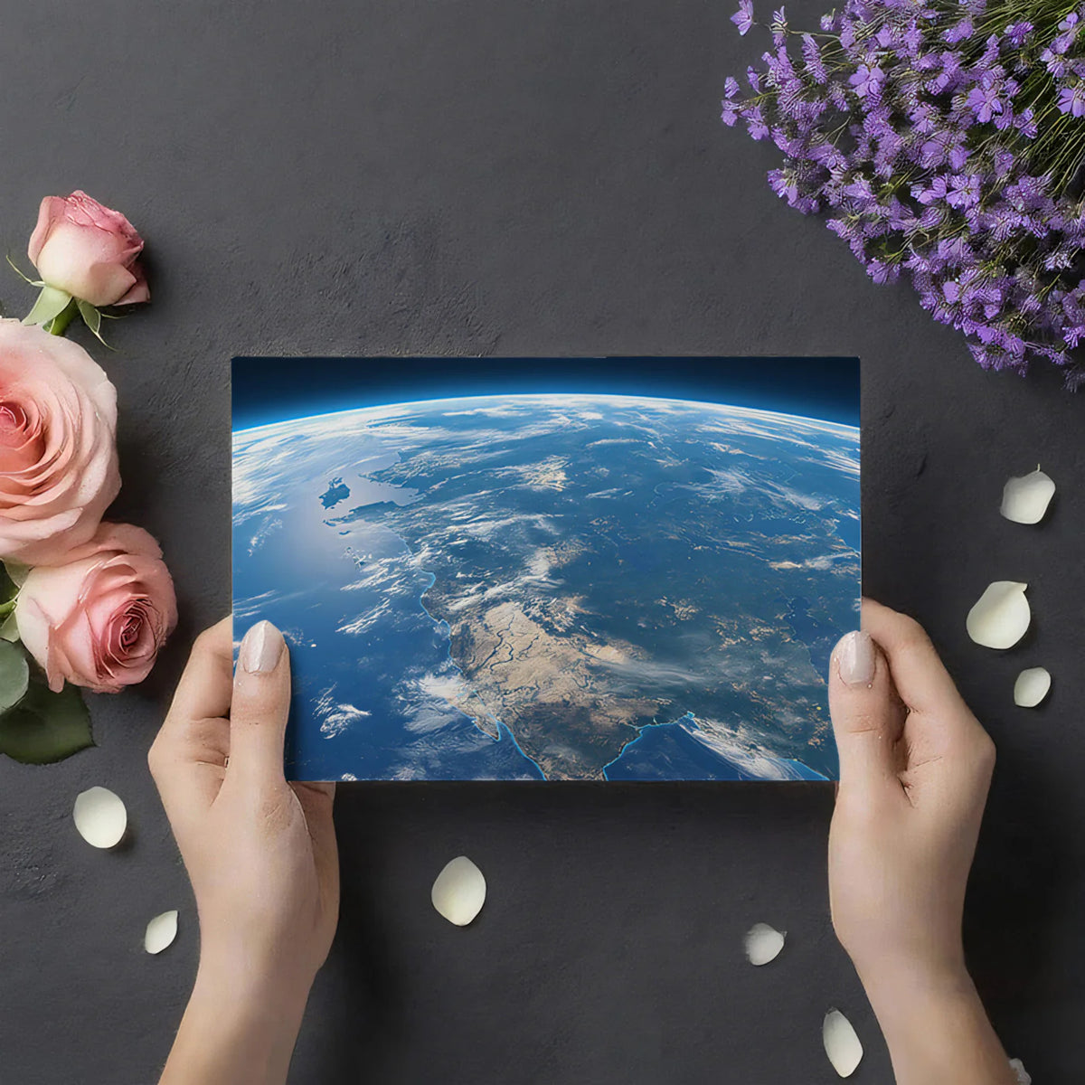 Orbital Earth View Mural Wallpaper — Cinematic Planetary Perspective Mural Wallpaper - room preview 03
