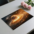 Golden Ringed Planet Mural Wallpaper — Cinematic Cosmic Glow Mural Wallpaper - room preview 03