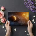 Golden Ringed Planet Space Mural Wallpaper — Cosmic Horizon Design Mural Wallpaper - room preview 03