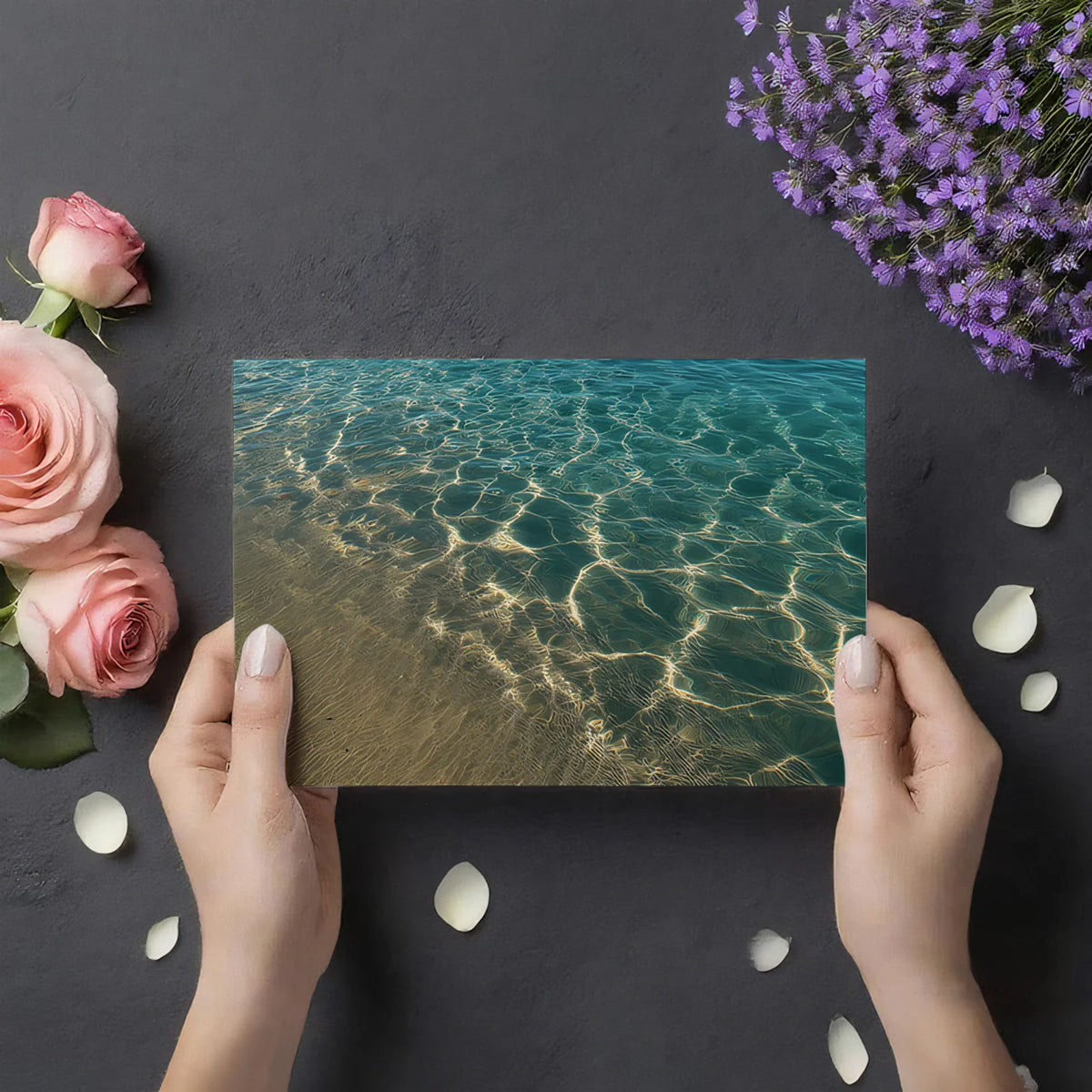 Sunlit Shallows Water Texture Mural Wallpaper — Coastal Calm Mural Wallpaper - room preview 03