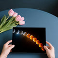 Lunar Eclipse Progression Mural Wallpaper Full Color Shift, Time-Lapse Celestial Event, Dark Background Mural Wallpaper - room preview 03
