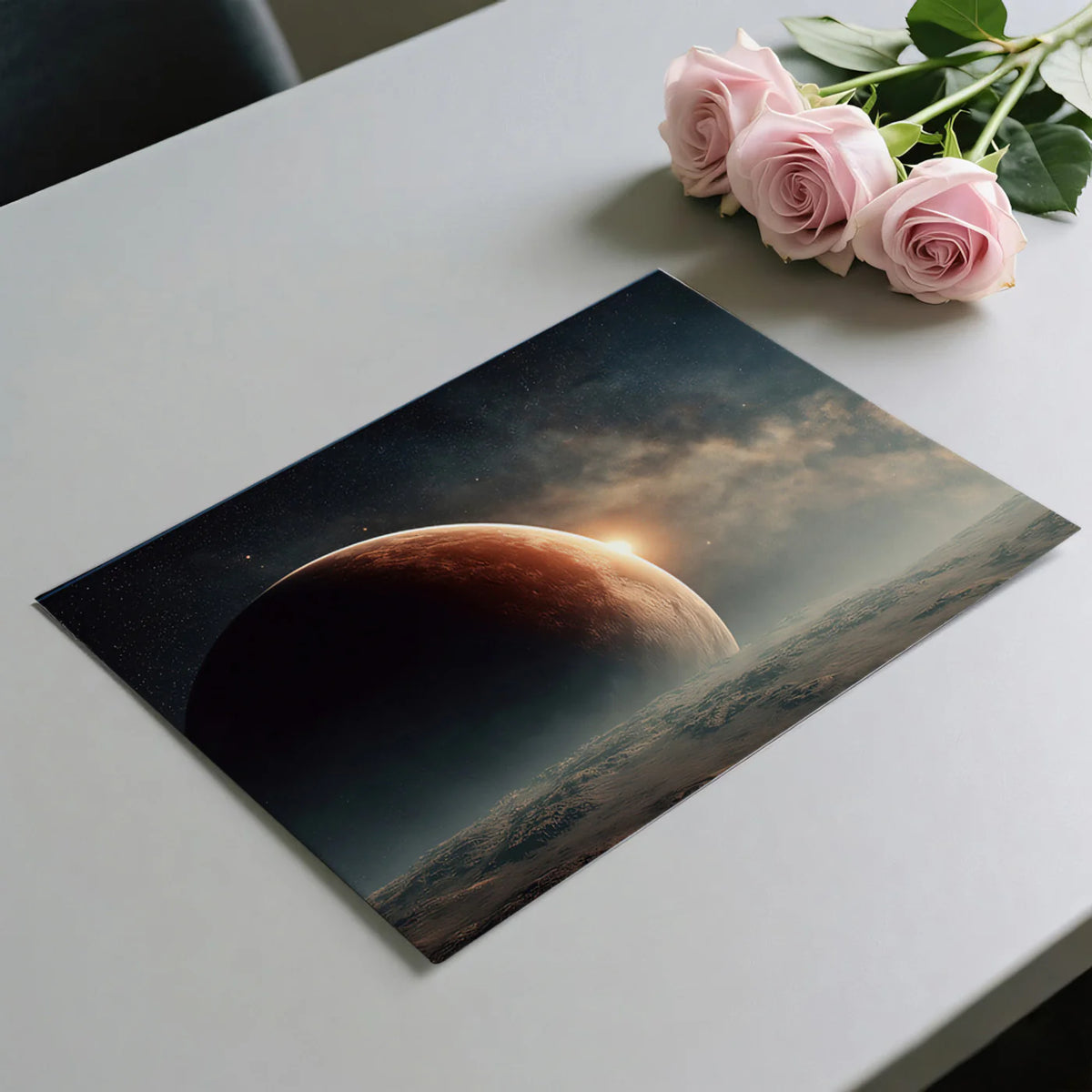 Cosmic Horizon Mural Wallpaper — Deep Space Planetary View Mural Wallpaper - room preview 03