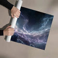 Cosmic Nebula Mural Wallpaper — Deep Purple and Electric Blue Mural Wallpaper - room preview 03