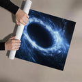 Cosmic Vortex Mural Wallpaper — Deep Blue Black Hole Aesthetic Mural Wallpaper - room preview 03