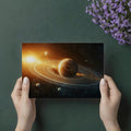 Orbital Ringed Planet Mural Wallpaper —Celestial Glow Design Mural Wallpaper - room preview 03