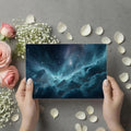 Nebula Cloudscape Mural Wallpaper — Deep Teal and Cosmic Blue Mural Wallpaper - room preview 03