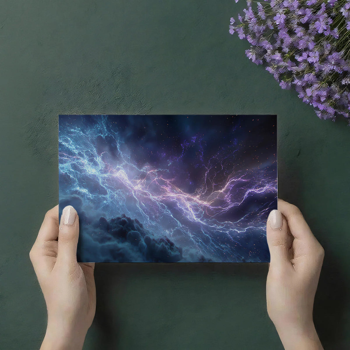 Cosmic Lightning Nebula Mural Wallpaper — Electric Space Clouds Mural Wallpaper - room preview 03