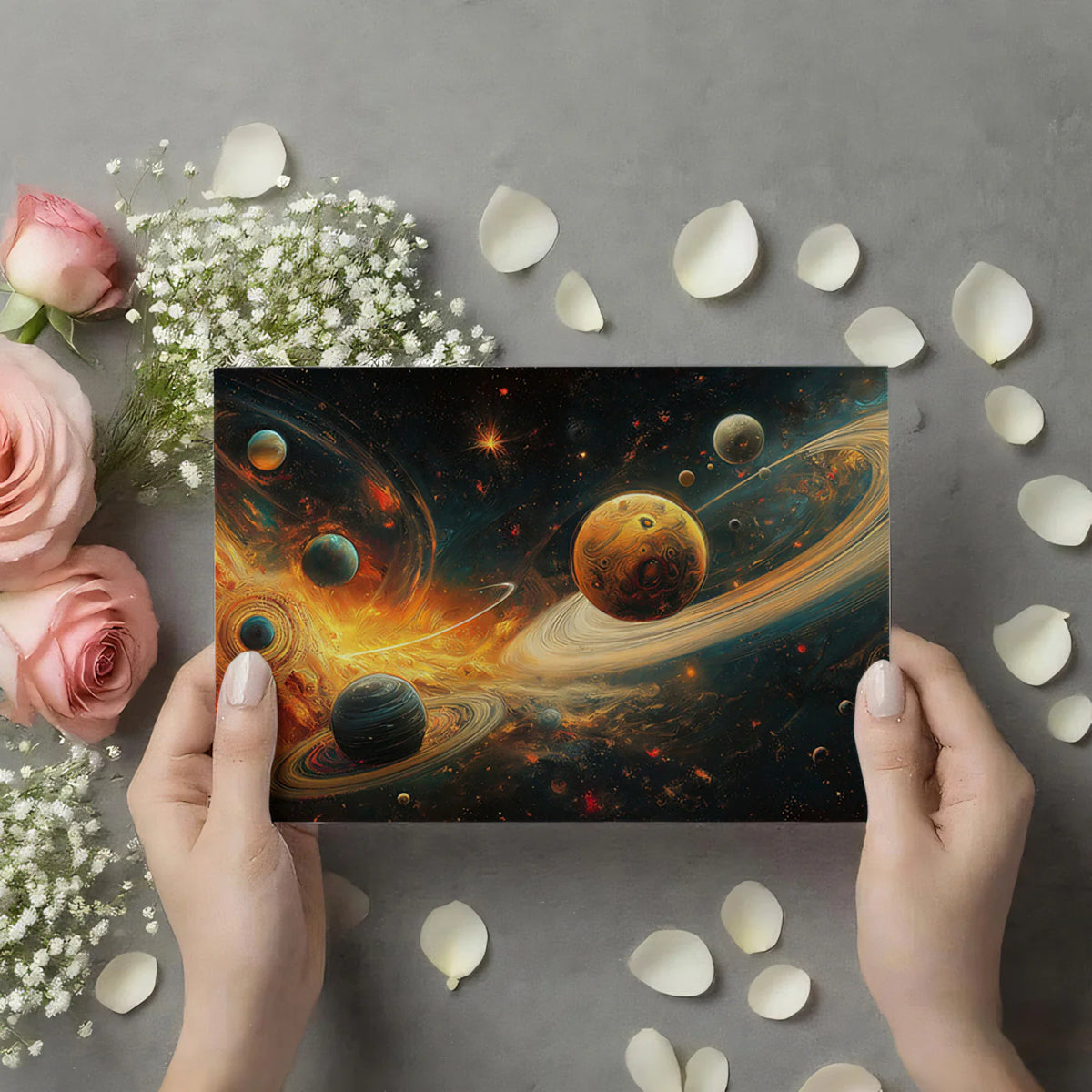 Cosmic Planetary System Mural Wallpaper — Dynamic Nebula Art Mural Wallpaper - room preview 03