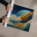 Celestial Cloudscape Mural Wallpaper — Textured Artistic Cosmic Scene Mural Wallpaper - room preview 03
