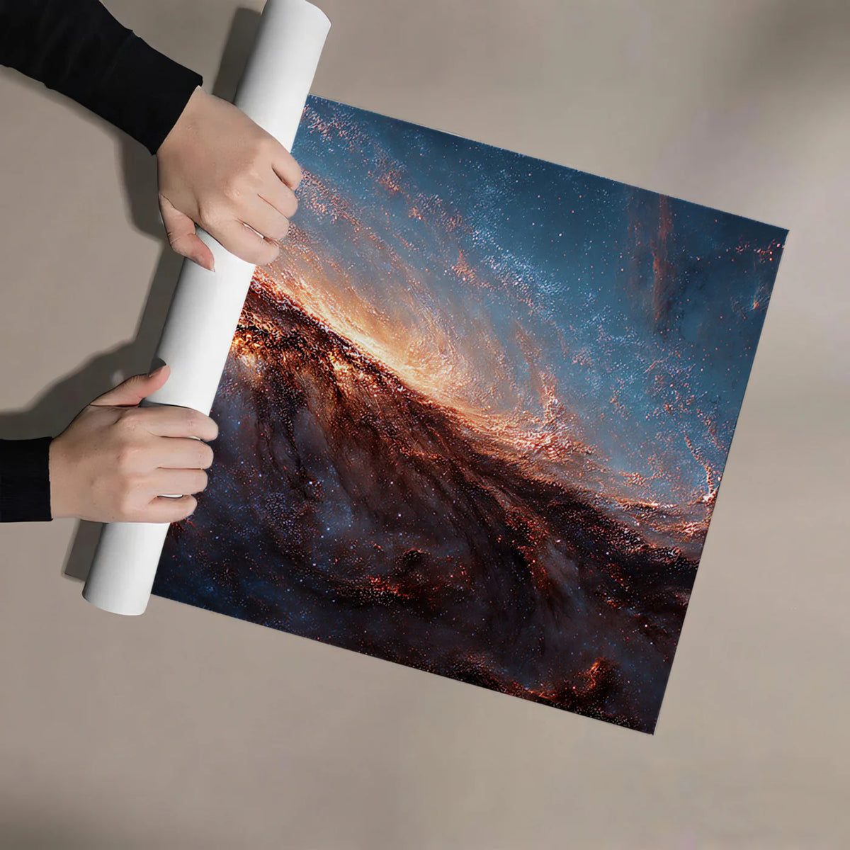 Cosmic Nebula Swirl Mural Wallpaper — Deep Space Horizon Mural Wallpaper - room preview 03