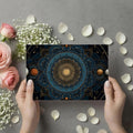 Celestial Mandala Mural Wallpaper — Deep Navy and Gold Astronomy Mural Wallpaper - room preview 03