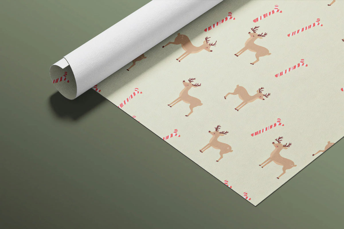 Minimalist Reindeer and Candy Cane Mural Wallpaper - room preview 03