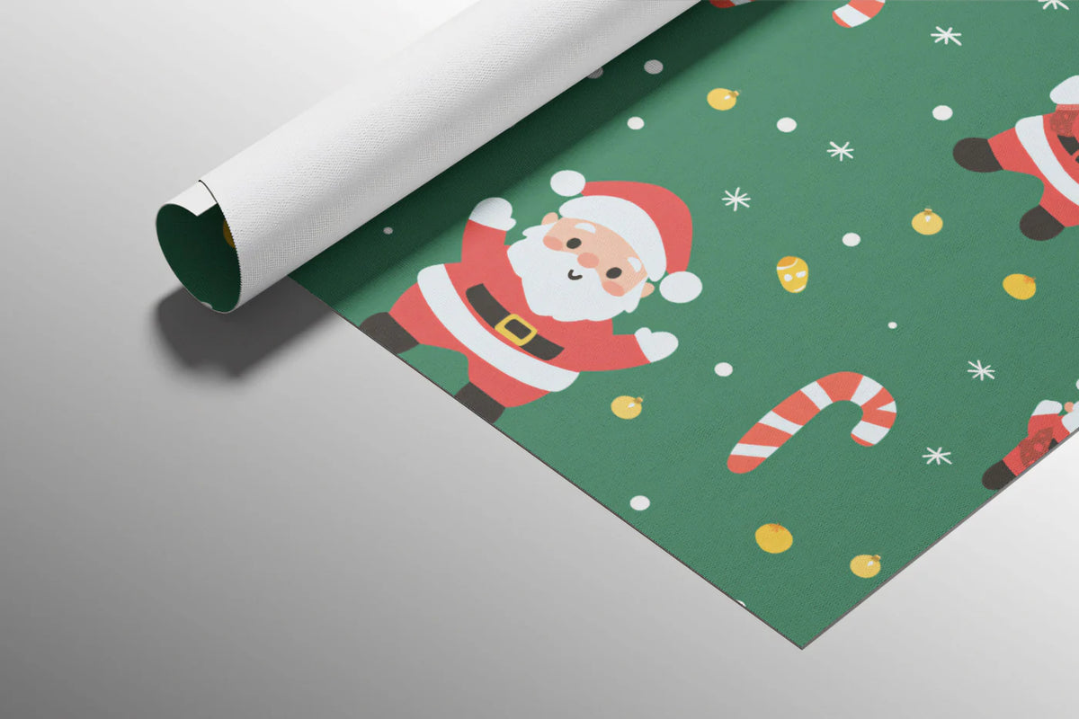 Jolly Santa and Candy Cane Pattern Mural Wallpaper - room preview 03