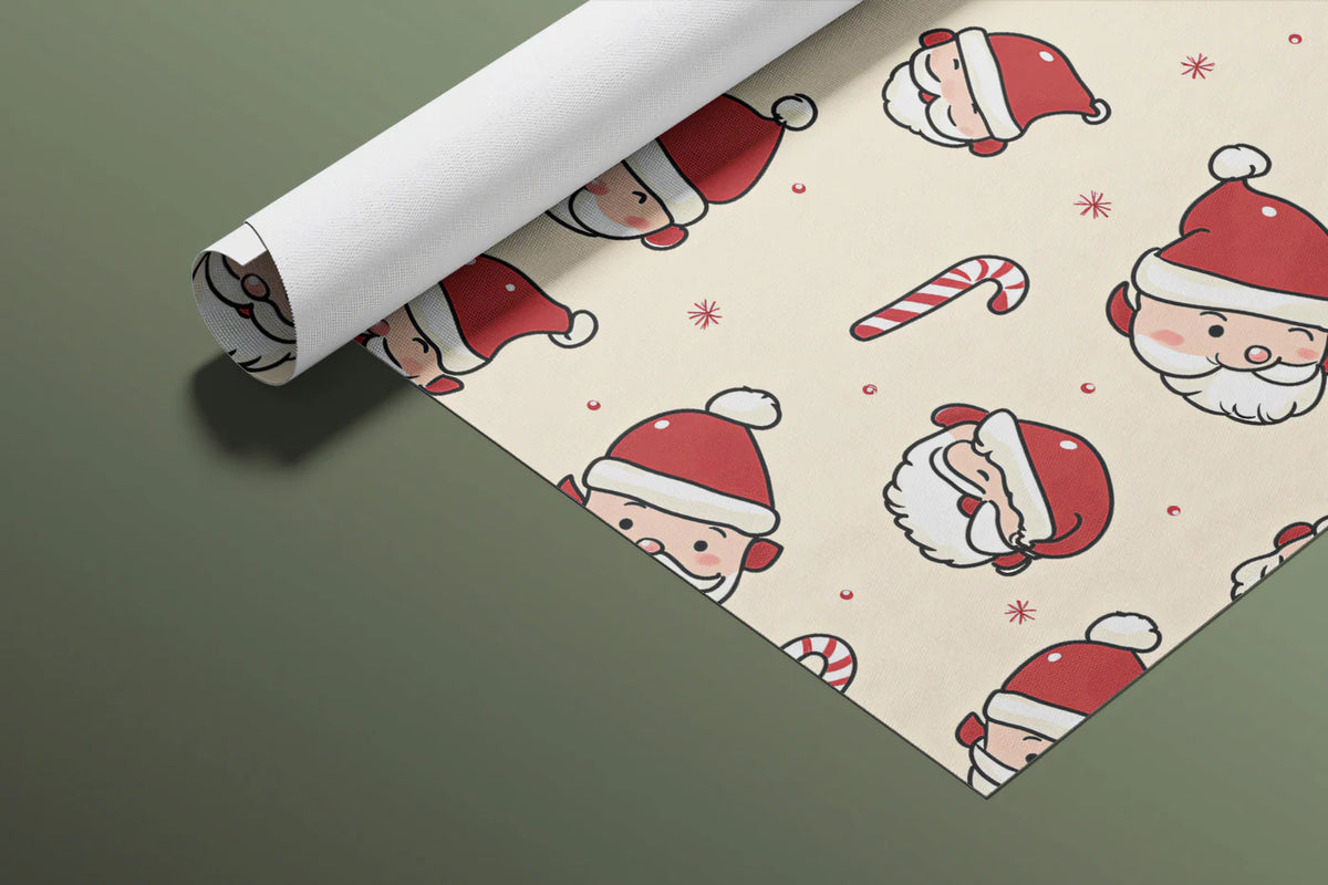 Santa and Candy Cane Mural Wallpaper — Whimsical Holiday Pattern Mural Wallpaper - room preview 03