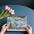 Snowy Christmas Gathering Mural Wallpaper — Artistic Winter Scene Mural Wallpaper - room preview 03