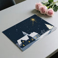 Starry Winter Village Mural Wallpaper — Midnight Blue Night Scene Mural Wallpaper - room preview 03